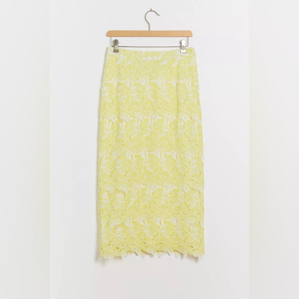 Anthropologie (Sunday in brooklyn) Buttercup Eyelet Midi Skirt medium NWT
